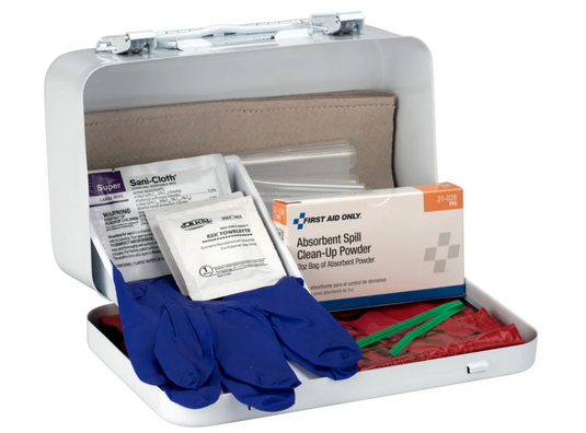 21 Piece Blood Borne Pathogen Spill Clean-Up Kit In Weatherproof Steel Case